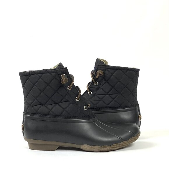 New Sperry Top Sider Black Quilted Waterproof Saltwater Duck Boot 8 - Picture 4 of 15